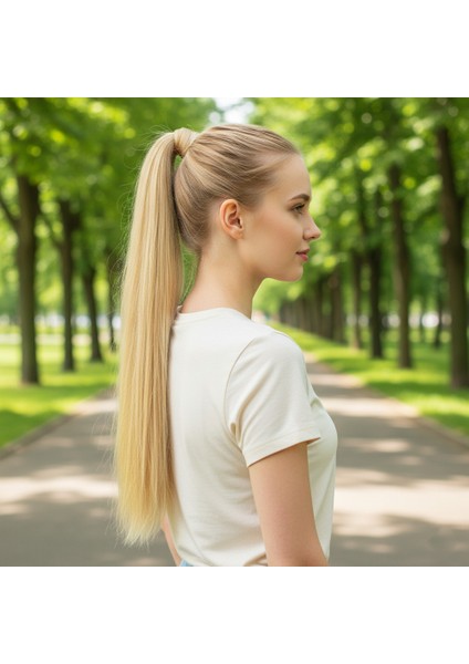 Bağlamalı Düz At Kuyruğu / Balköpüğü Beyaz Platin Röfleli