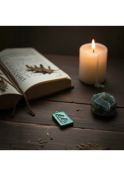 Yeşil Reçine Berkana Rune Kolye Ucu – El Yapımı Viking Sembolü – Yenilenme ve Dişil Enerji Amuleti – Spiritüel Takı modelleri