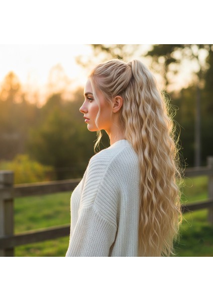 Tokalı Kabarık Dalgalı At Kuyruğu / Balköpüğü Beyaz Platin Röfleli