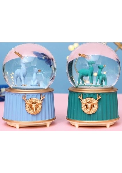 Mavi-Yeşil Geyik Kar Küresi Küçük Boy ( Lisinya )