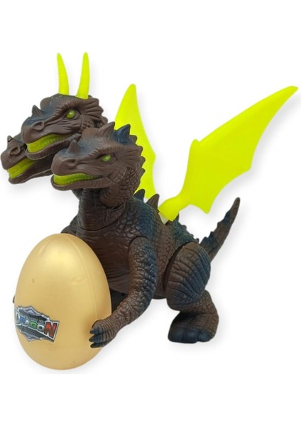 3 Başlı Mitolojik Ejderha - Pilli Yerde Gezen Sesli Figür - WH-3010 (Lisinya)