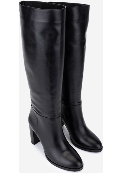 Kadın Hakiki Deri Siyah Topuklu Çizme 35 2966 Bn Czm SK25-26 Sıyah fiyatları