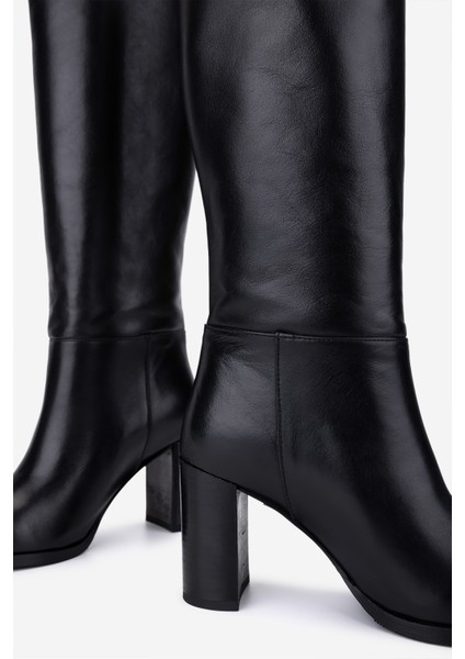 Kadın Hakiki Deri Siyah Topuklu Çizme 35 2966 Bn Czm SK25-26 Sıyah indirimleri