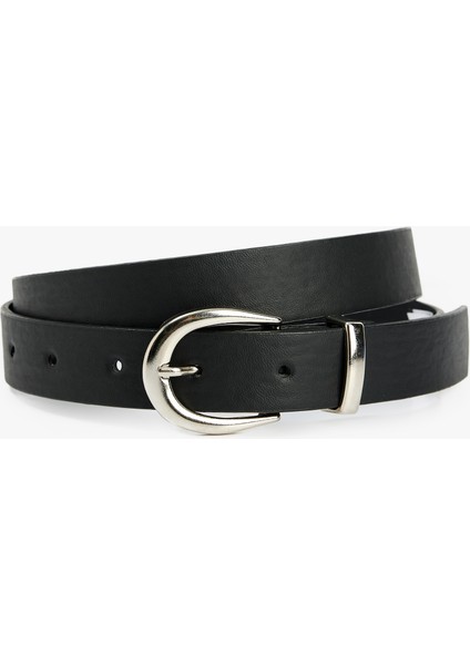 Metal Tokalı Suni Deri Kemer