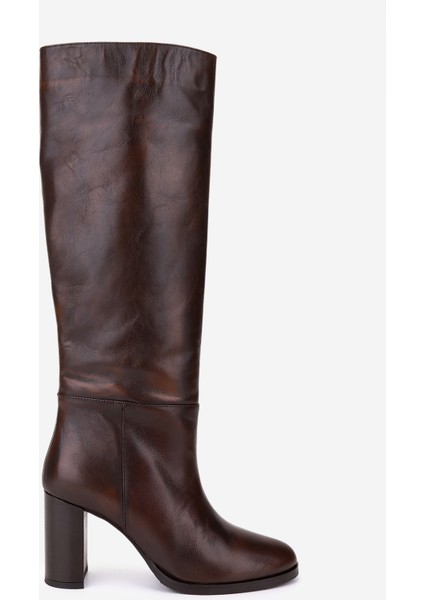 Kadın Hakiki Deri Kahverengi Topuklu Çizme 35 2966 Bn Czm SK25-26 Kahve Dr Frcl