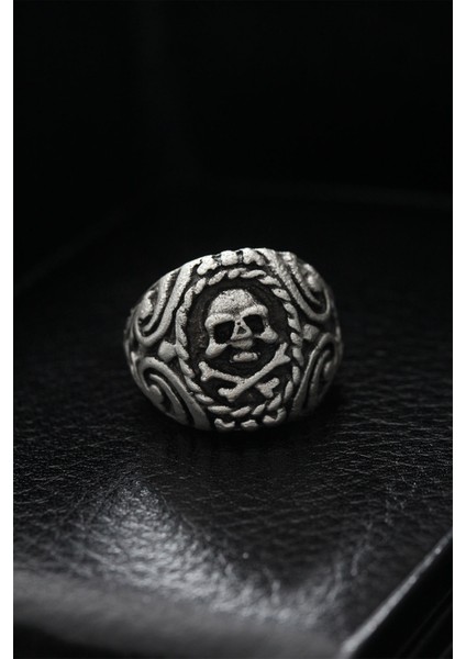 Ayarlanabilir Desenli Kurukafa Erkek Yüzük - Lisinya