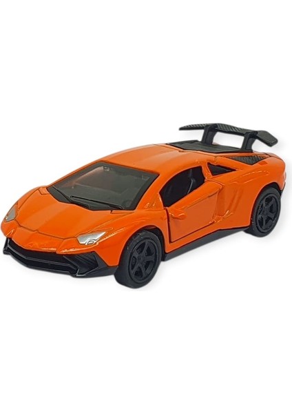 Çek Bırak Metal Küçük Arabalar 8 cm - 6411A-11 - Turuncu (Lisinya)