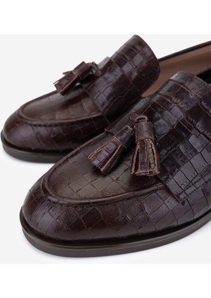 Kadın Hakiki Deri Kahverengi Kroko Loafer Ayakkabı 33 15040 Bn Ayk SK25-26 Kahve Kroko modelleri