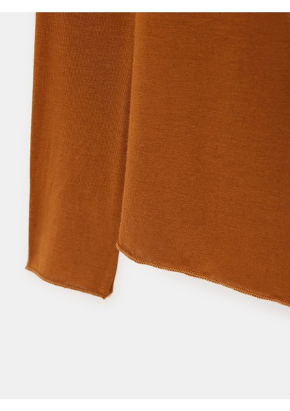 32122 Kayık Yaka Modal Kaşmir Ultra Hafif Bluz-K.kiremit