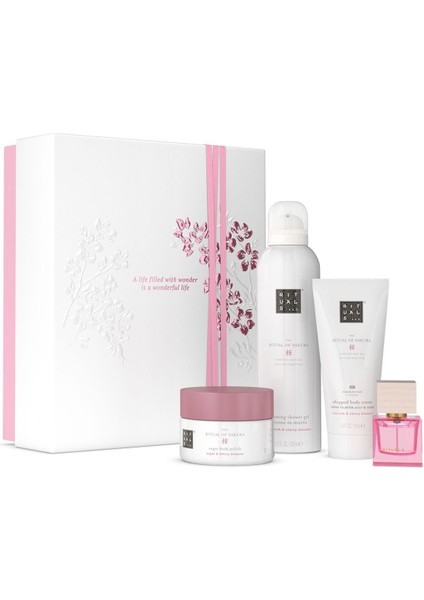 The Ritual Of Sakura Duş Köpüğü, Vücut Peelingi, Vücut Kremi ve Mini Parfüm Içeren Hediye Seti Medium