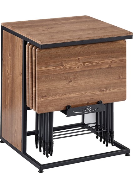 Antik Çam Medusa Boyalı Servis Sehpası