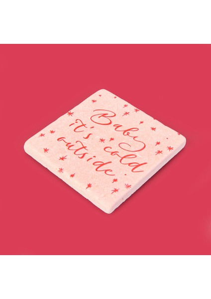 Kitchen Baby It's Cold Outside Taş Bardak Altlığı - Renkli - 10X10 cm fiyatları