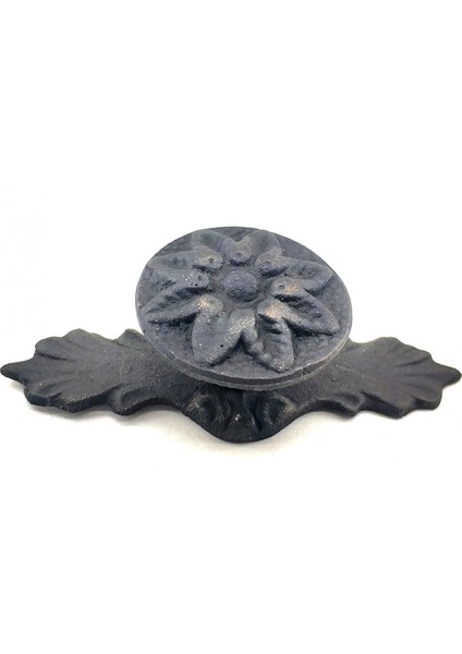 Antika Tarz Dekoratif Pirinç Çiçek Düğme - 29X70 Mm, Oksit ( Lisinya )