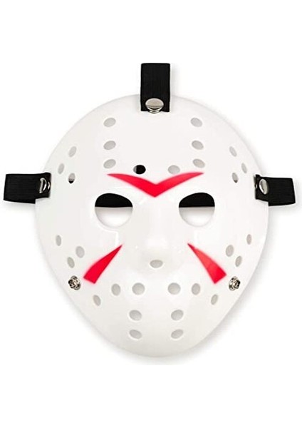 Beyaz Renk Kırmızı Çizgili Tam Yüz Hokey Jason Maskesi Hannibal Maskesi fiyatları