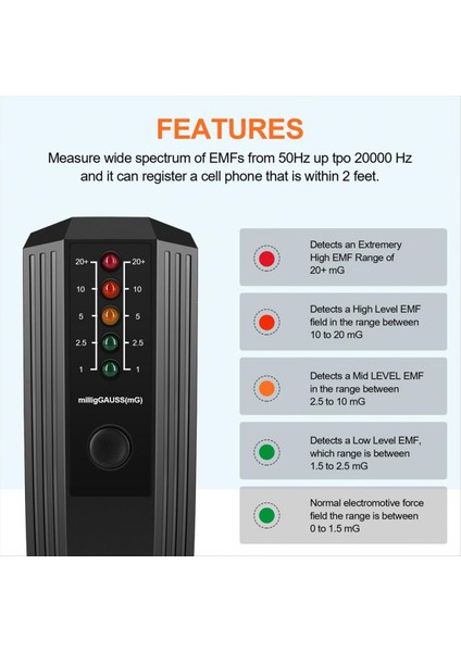 Radyoaktif Dedektör LED Göstergeleri Radyoaktif Sayacı Hassas Konumlandırma 50/60Hz Frekans Izleme Emf Tester-A (Yurt Dışından) indirimleri
