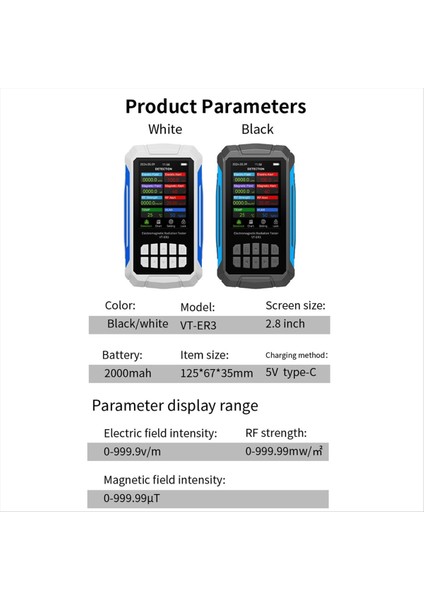 Vt-Er3 5-So -Ter-1 Elektromanyetik Radyasyon Dedektörü Rf ve Sıcaklık ve Nem Ölçümü ile Elektrik Alan Testi Beyaz (Yurt Dışından) modelleri