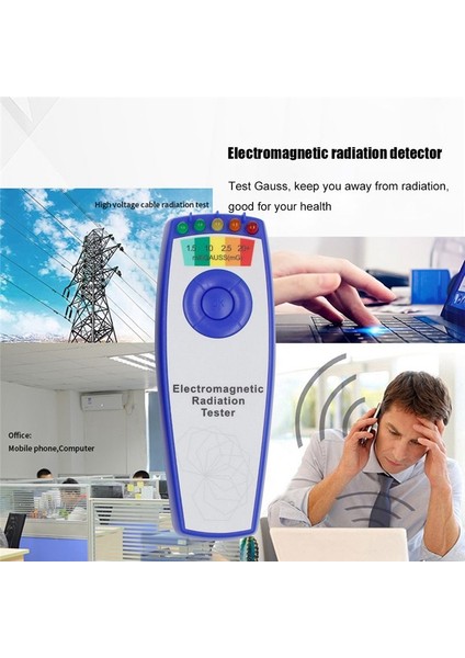 K2 Elektromanyetik Alan Emf Gauss Metre Avcılık Dedektörü Taşınabilir Manyetik Alan Detektörü 5 LED Gauss Metre Mavi (Yurt Dışından)