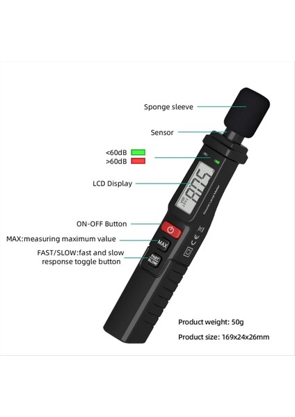 Dijital Gürültü Ölçer Ses Seviyesi Ölçer El Taşıyıcı Db Metre A Ağırlıklı 30-130DB Ses Ölçüm Enstrümanı Desibel Monitör (Yurt Dışından) fırsatları