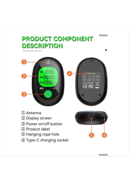 RD600S 3 Dere 1 Elektromanyetik Radyasyon Test Cihazı Taşınabilir Handheld Radyo Frekans Alan Test Cihazı Taşınabilir Dijital Emf Ölçer (Yurt Dışından) fiyatları