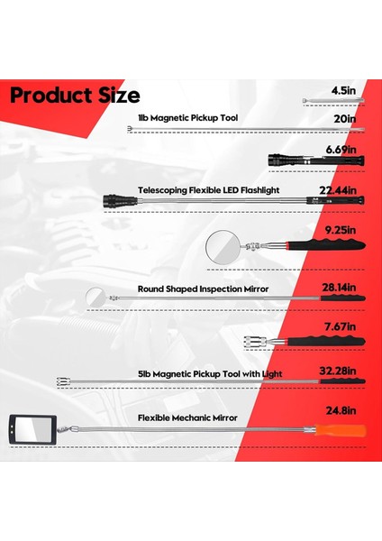 Teleskoping Manyetik Pikap Aracı Seti Mekanik Denetimi ile Mıknatıs El Feneri 360 Mekanik Kontrolü Için Döner (Yurt Dışından) modelleri