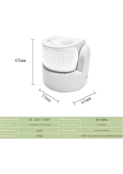 Su Geçirmez Çift Kızılötesi Prob Hareket Sensörü IP65 Ac 220V-240V Pır Hareket Dedektörü Otomatik 120 ° Siyah (Yurt Dışından) fiyatları
