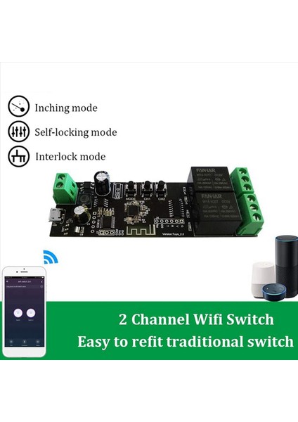 3x 2 Kanal Wifi Anlık Inç Röle Kendi Koku Anahtarı Modülü Akıllı Yaşam/tuya Uygulama Kontrolü Wifi Röle Modülü (Yurt Dışından) fırsatları