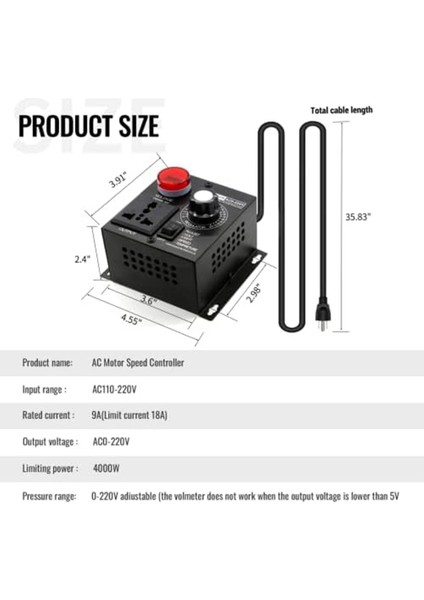 Ac Motor Hız Denetleyicisi 120V Değişken Hız Denetleyicisi Fan Hız Kontrolörü Motor Değişken Voltaj Regülatörü Us Fişi (Yurt Dışından) indirimleri
