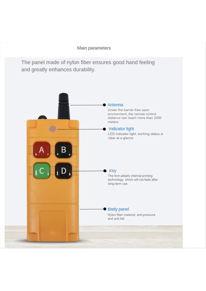 Yüksek Güçlü Su Geçirmez ve Damla Geçirmez Endüstriyel Kablosuz Uzaktan Kumanda EV1527 Yonga 2000M Uzunluğunda 433MHZ 2 Düğme Sor (Yurt Dışından) modelleri