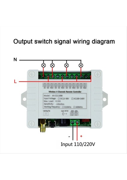 AC100-240V Kablosuz 4ch Uzaktan Kumanda LED Işık Anahtarı Rölesi Çıkış Radyosu Rf Uzaktan Kumanda 433MHZ Alıcı (Yurt Dışından) modelleri