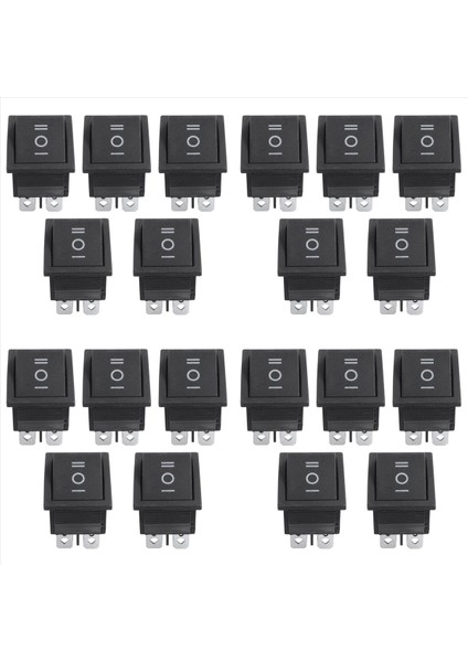 20 Pcs 6 Pin Dpdt Siyah Düğmesi Aç/kapalı/açık Rocker Anahtarı Ac 250V/15A 125V/20A (Yurt Dışından)
