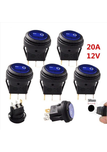 30 Pcs 12V 20A Su Geçirmez Yuvarlak Açık/kapalı Rocker Switch Otomatik Tekne Spst (Yurt Dışından) fiyatları