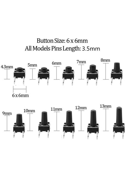 200PCS Hafif Dokunuş Düğmesi Anahtar Anahtarı Kutusu 10 Çeşit Spesifikasyon Ayarlayın (Yurt Dışından) indirimleri