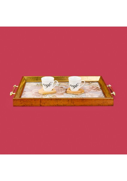 Kitchen Kuş ve Çiçek Desenli Ahşap Dikdörtgen Tepsi - Yeşil - 43 cm modelleri