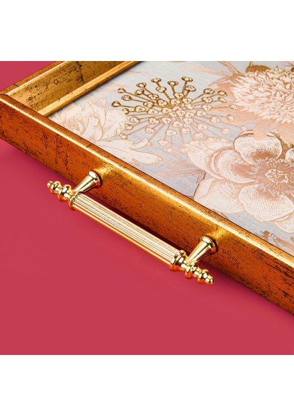 Kitchen Kuş ve Çiçek Desenli Ahşap Dikdörtgen Tepsi - Yeşil - 43 cm fırsatları