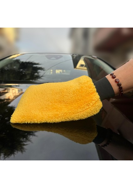 Mikrofiber Oto Yıkama Eldiveni Araç Yıkama Eldiveni Premium Sarı