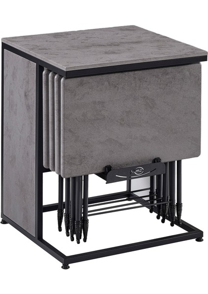 Antrasit Beton Medusa Boyalı Servis Sehpası