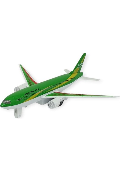 Çek Bırak Sesli Işıklı Metal Uçak - 180 - Yeşil (Lisinya)