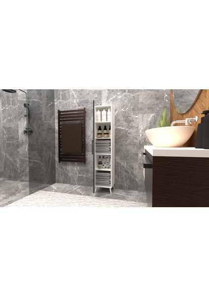 Çok Amaçlı MDFLAM Antrasit Banyo Boy Dolabı fiyatları