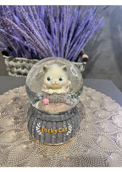 Sevimli Kedi Işıklı Müzikli Kar Püskürtmeli Büyük Boy Pilli Kar Küresi fiyatları