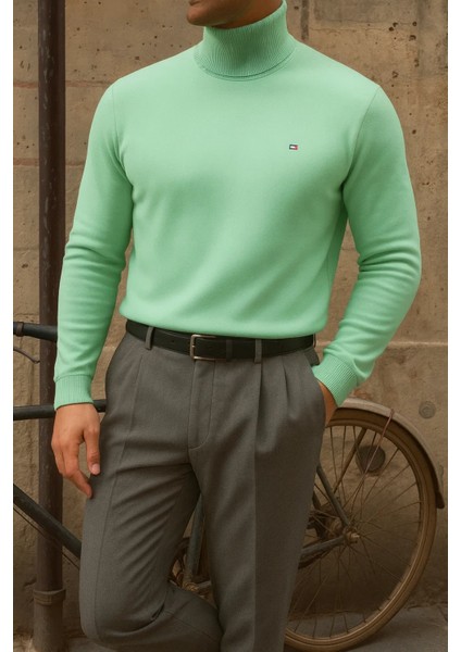 Erkek Premium Boğazlı Mint Triko Kazak fırsatları