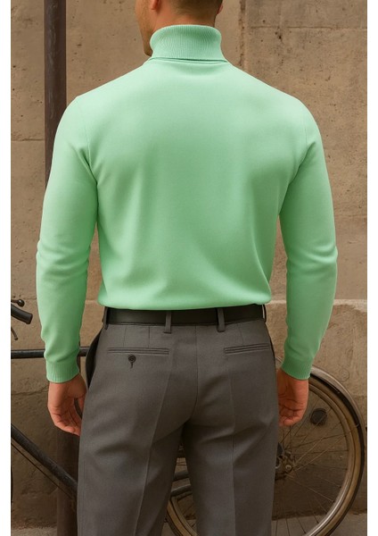 Erkek Premium Boğazlı Mint Triko Kazak indirimleri