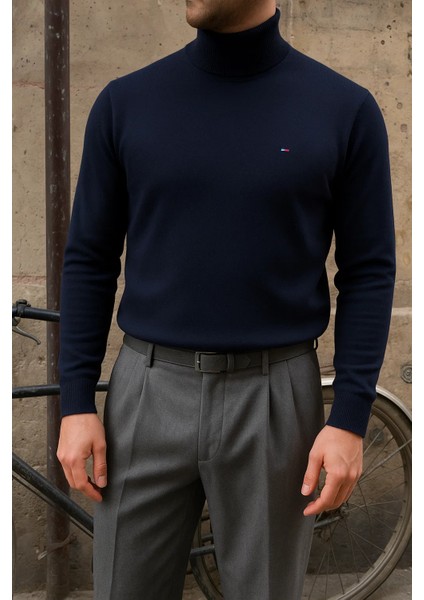 Erkek Premium Boğazlı Lacivert Triko Kazak fiyatları