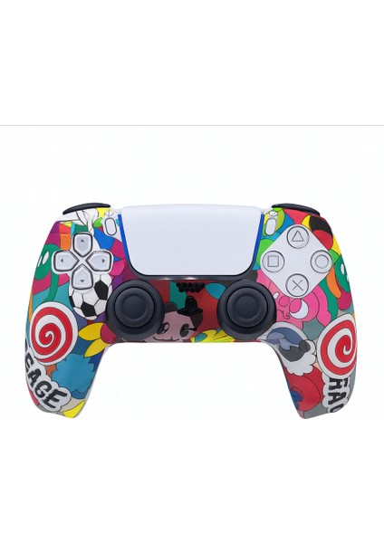 Ps5 Dualsense Premium Silikon Kılıf – Grafiti Renkli Tasarım, Kaymaz ve Darbe Korumalı