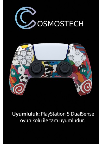 Ps5 Dualsense Premium Silikon Kılıf – Grafiti Renkli Tasarım, Kaymaz ve Darbe Korumalı