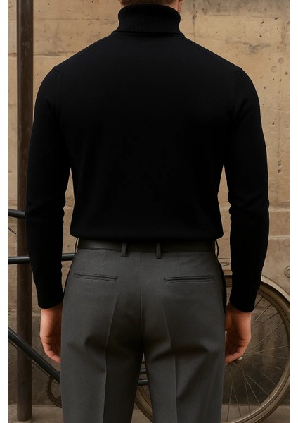 Erkek Premium Boğazlı Siyah Triko Kazak indirimleri