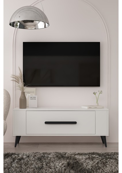 TV1336CT RETRO-128 Tv Sehpası Beyaz-Siyah