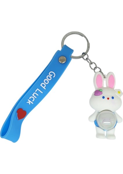 Figürlü ve Işıklı Silikon Anahtarlık - Tavşan - (Lisinya)