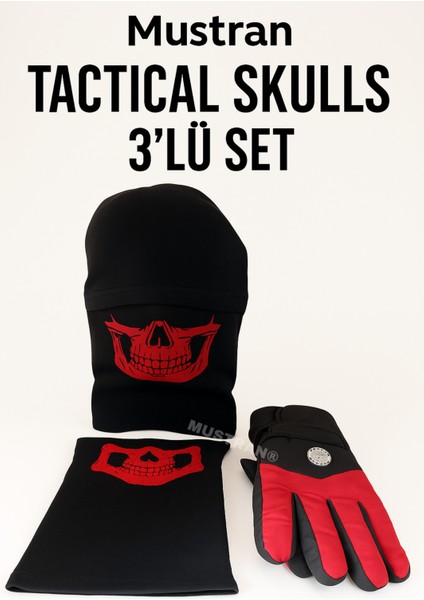 Tactical Skull Blue Edition 3’lü Set – Eldiven + Boyunluk + Balaklava Kar Kayak Motosiklet Eldiveni fiyatları