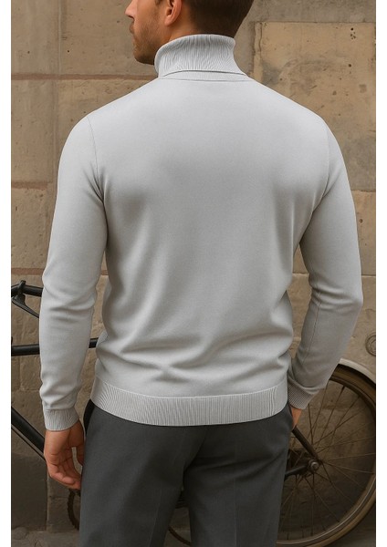 Erkek Premium Boğazlı Gri Triko Kazak indirimleri