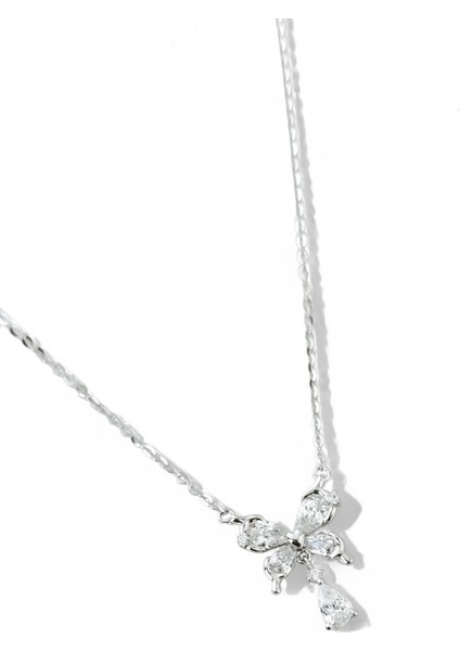 925 Ayar Gümüş Mozanit Taşlı Kelebek Kadın Gümüş Kolye fiyatları